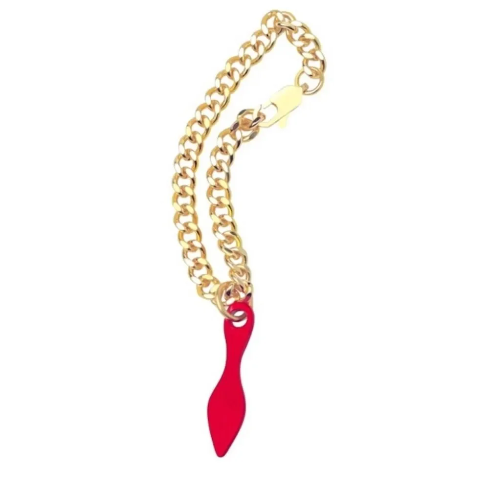 Christian Louboutin Sooooo Glow Gold  Red Sole Lipstick Chain Charm Pendant